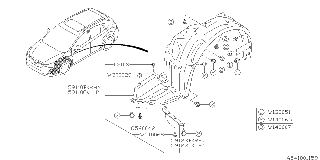 Diagram MUDGUARD for your Subaru