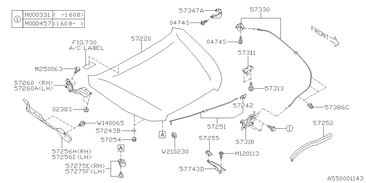 FRONT HOOD & FRONT HOOD LOCK Diagram