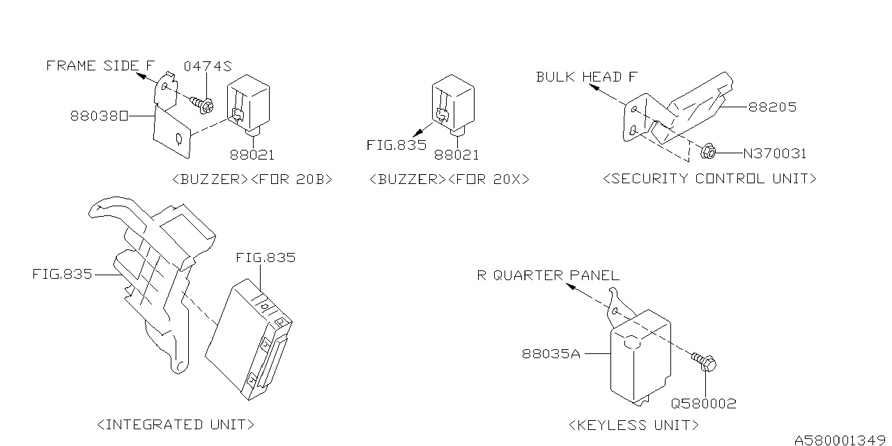 Diagram KEY KIT & KEY LOCK for your 2015 Subaru Crosstrek 2.0L HYBRID CVT Limited 