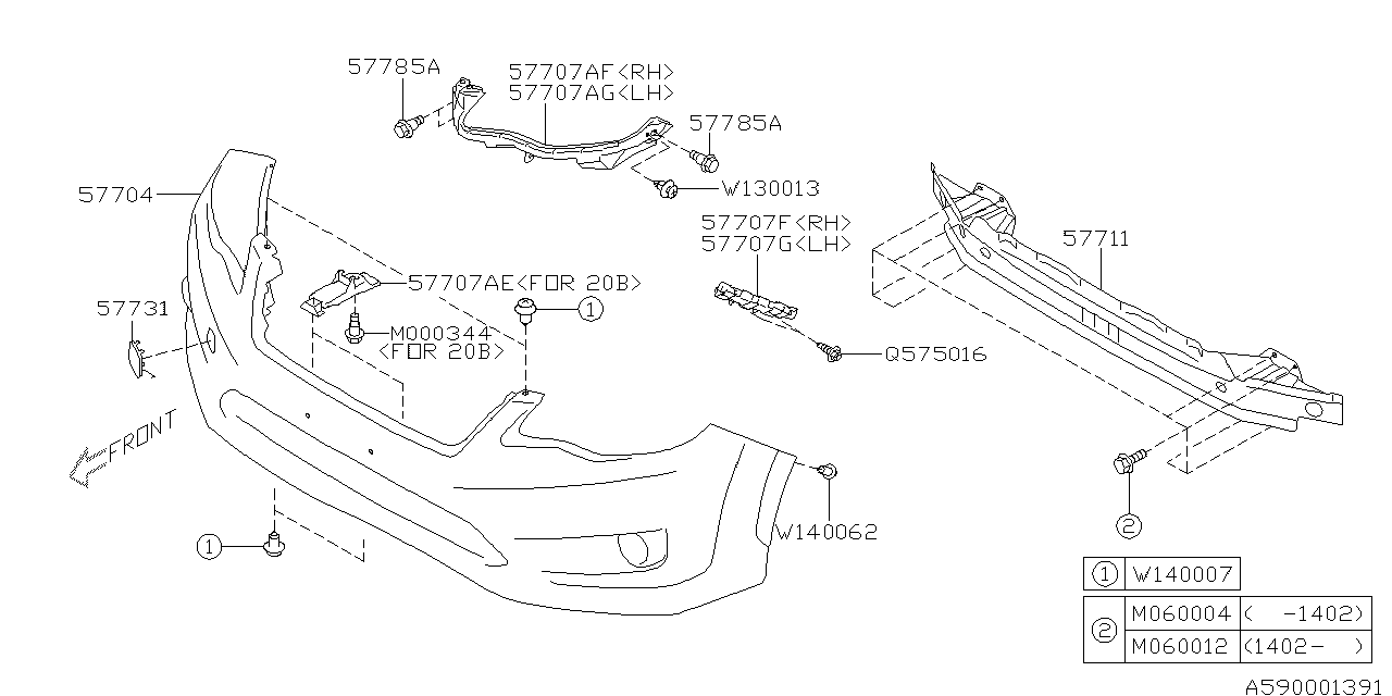 Diagram FRONT BUMPER for your 2014 Subaru Crosstrek   