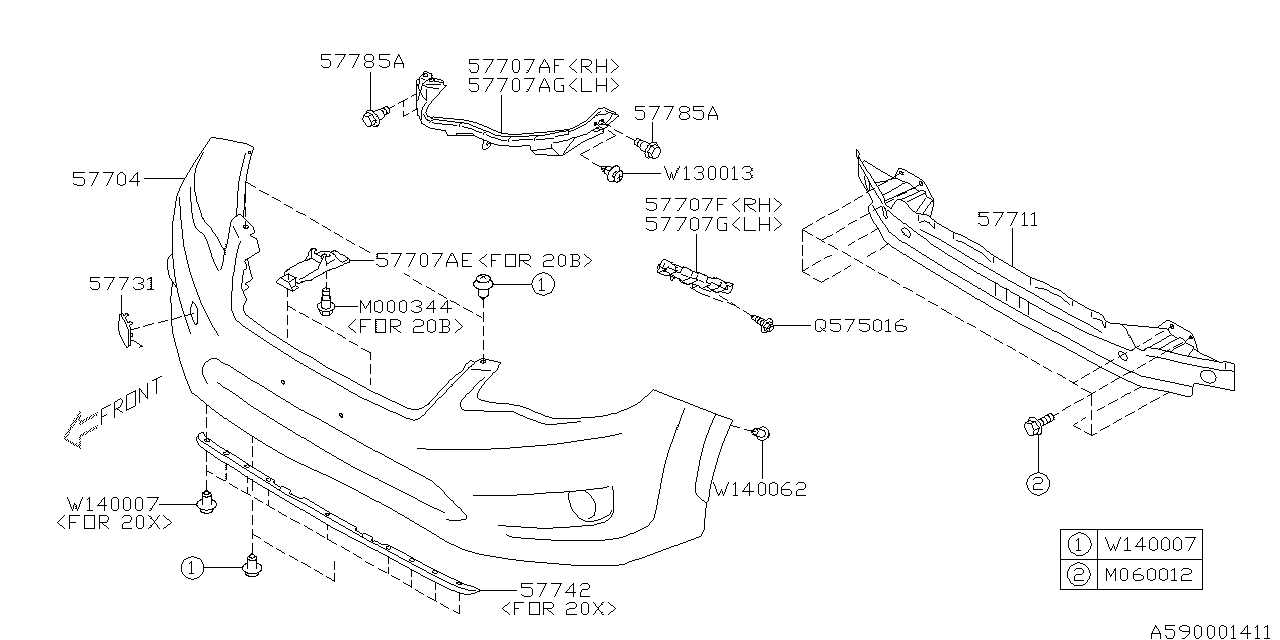 Diagram FRONT BUMPER for your 2016 Subaru Crosstrek  Premium 