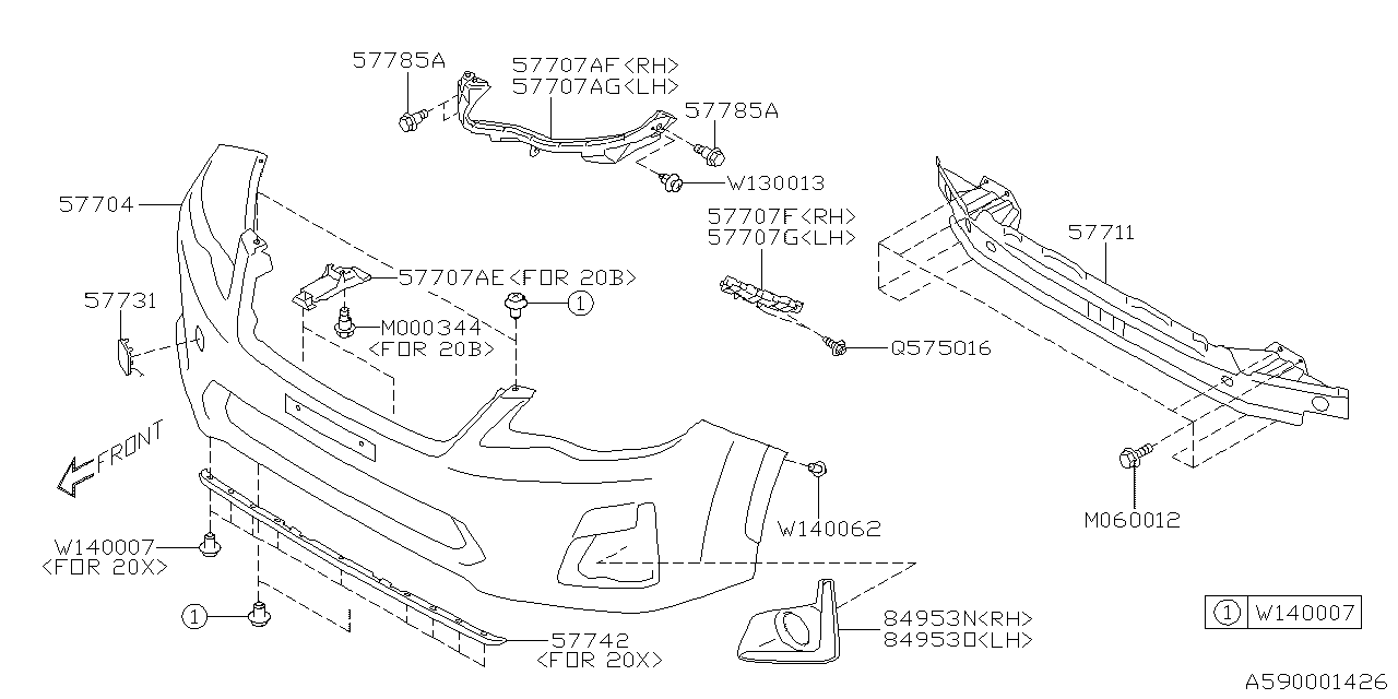 Diagram FRONT BUMPER for your 2015 Subaru Crosstrek  Limited 