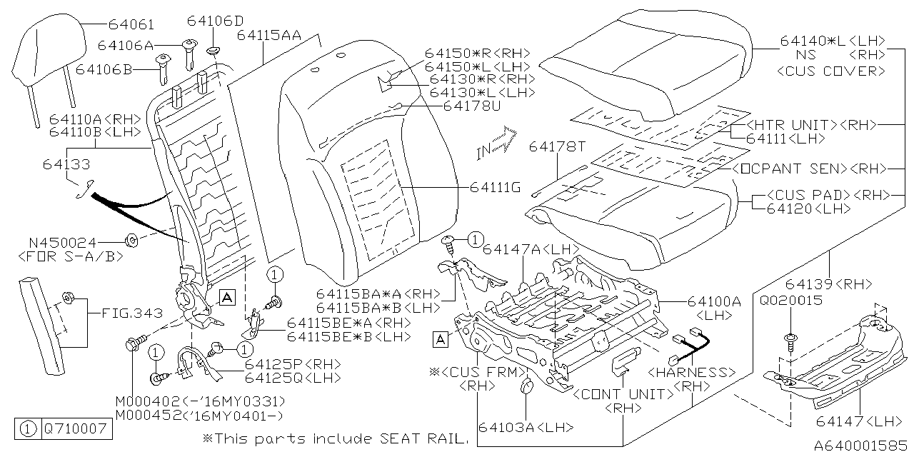 Diagram FRONT SEAT for your 2018 Subaru Legacy   