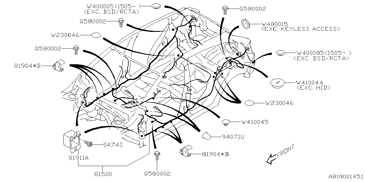 Subaru Crosstrek Wiring Harness (Rear). Electrical, MAIN - 81502FJ764