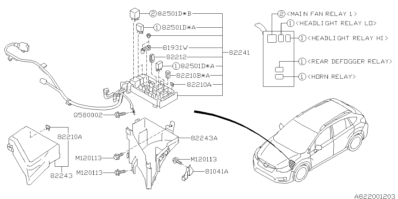 Diagram FUSE BOX for your 2015 Subaru Crosstrek  Premium 