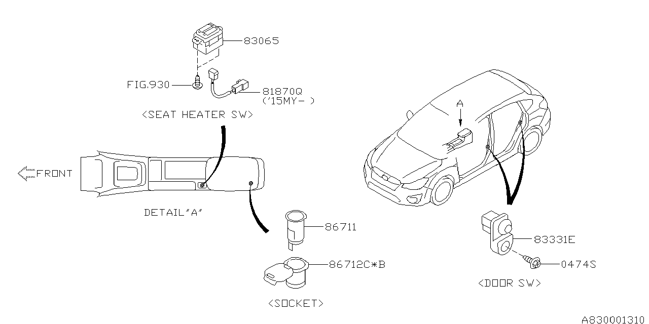 Diagram SWITCH (INSTRUMENTPANEL) for your Subaru