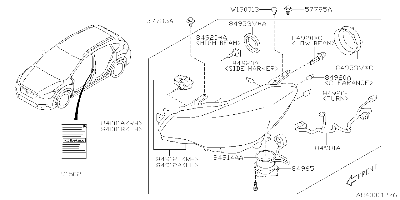 Diagram HEAD LAMP for your 2015 Subaru Crosstrek  Limited 