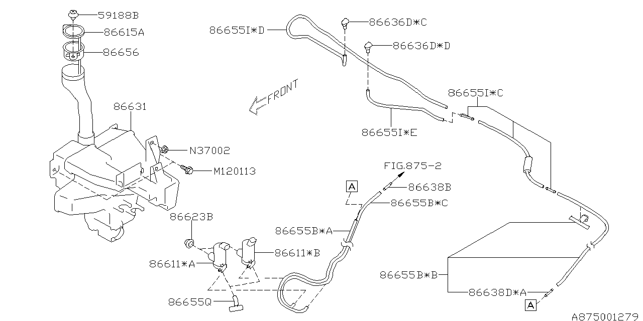 Diagram WINDSHIELD WASHER for your 2014 Subaru Impreza 2.0L 5MT 4WD Premium Plus Wagon 