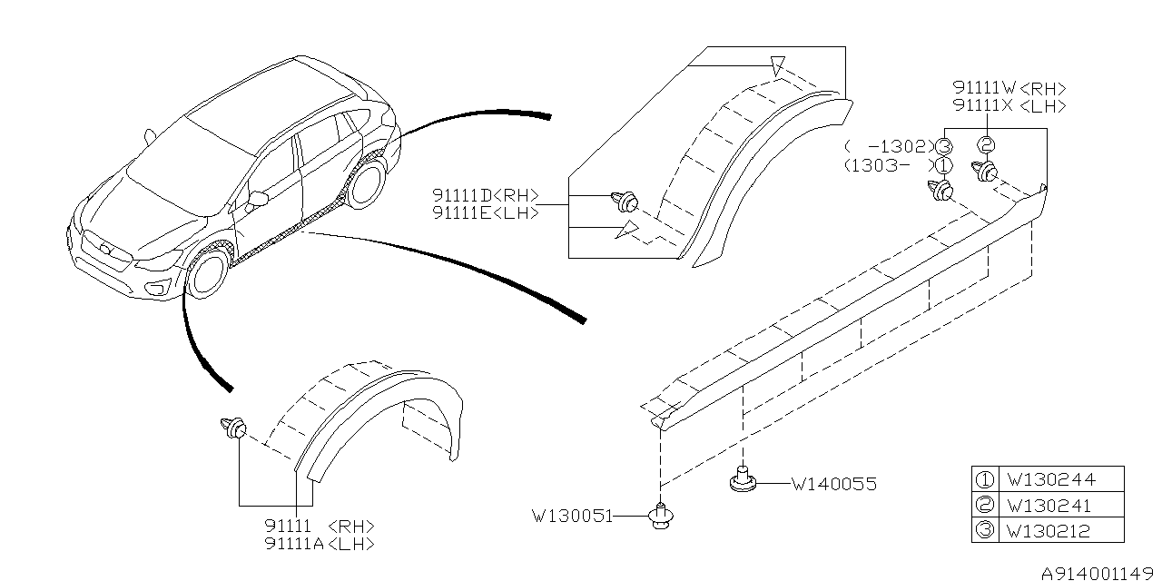 Diagram OUTER GARNISH for your 2014 Subaru Impreza  Limited Wagon 