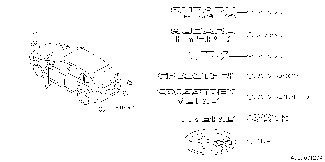 Diagram LETTER MARK for your 2000 Subaru Forester   