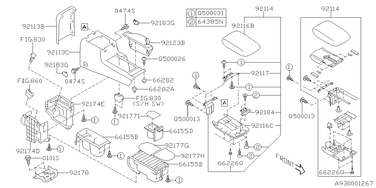 Diagram CONSOLE BOX for your 2008 Subaru Legacy   