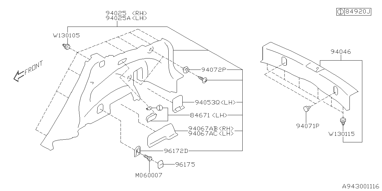 Diagram TRUNK ROOM TRIM for your 1999 Subaru Outback   