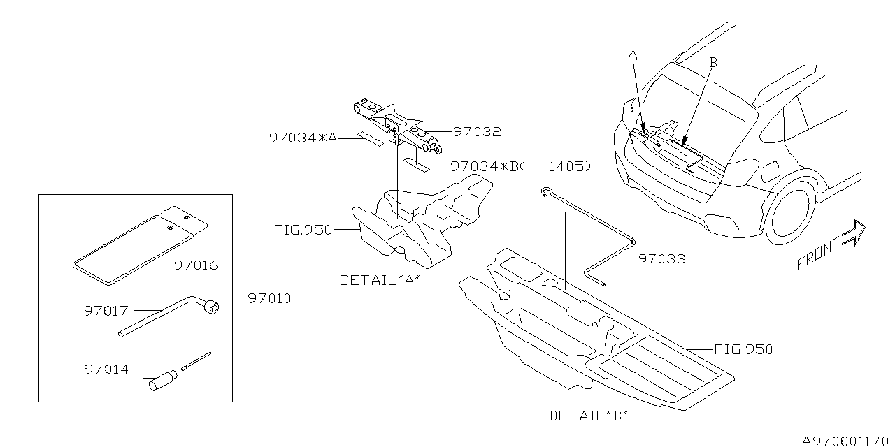 Diagram TOOL KIT & JACK for your 2003 Subaru Impreza   