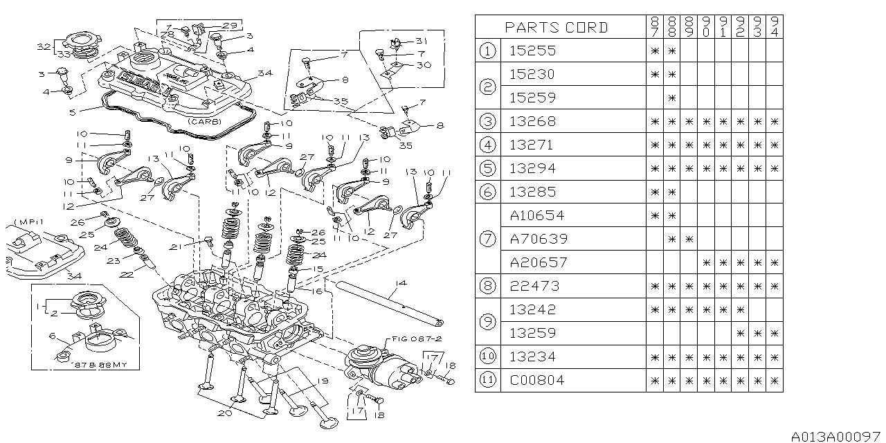 Diagram CAMSHAFT & TIMING BELT for your 2014 Subaru STI   