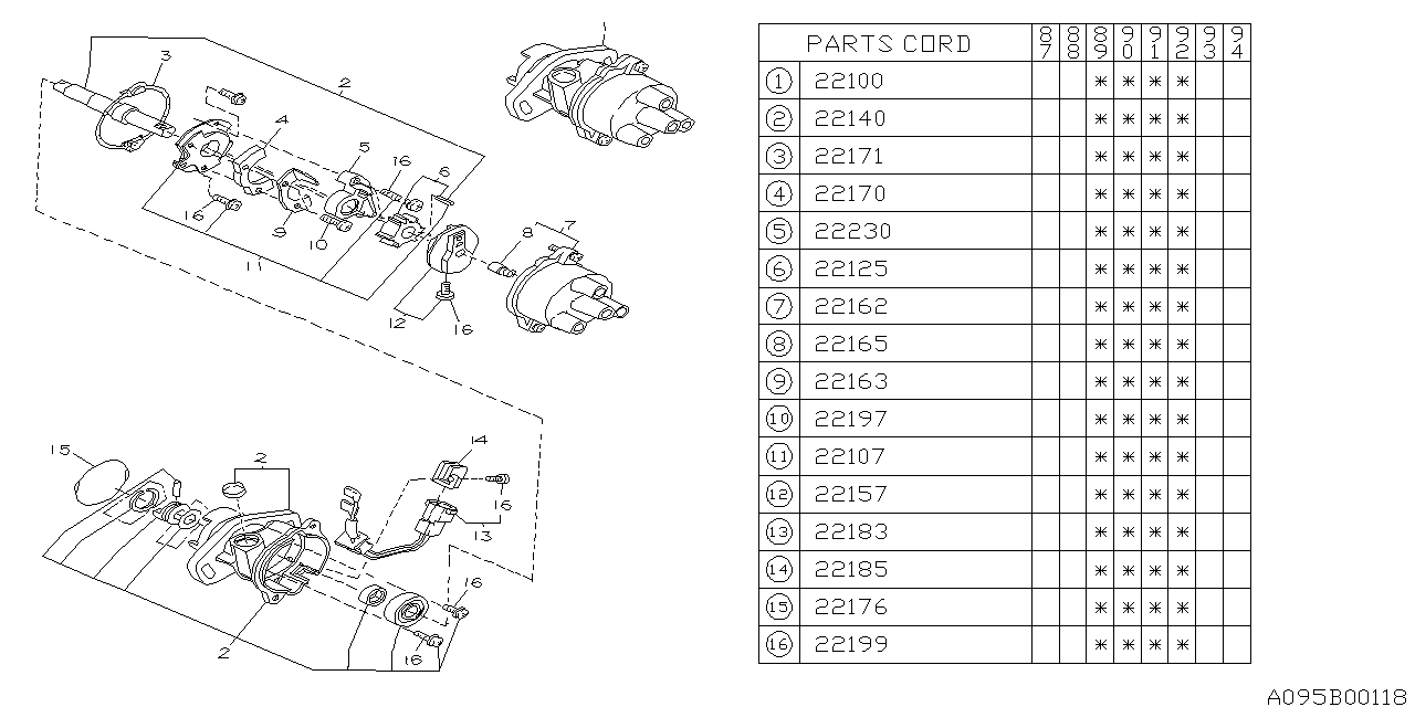 Diagram DISTRIBUTOR for your Subaru Justy  