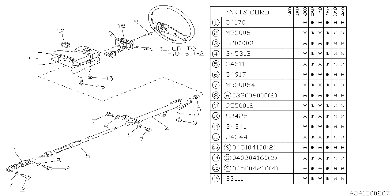Full size assembly image of STEERING COLUMN (1/1)