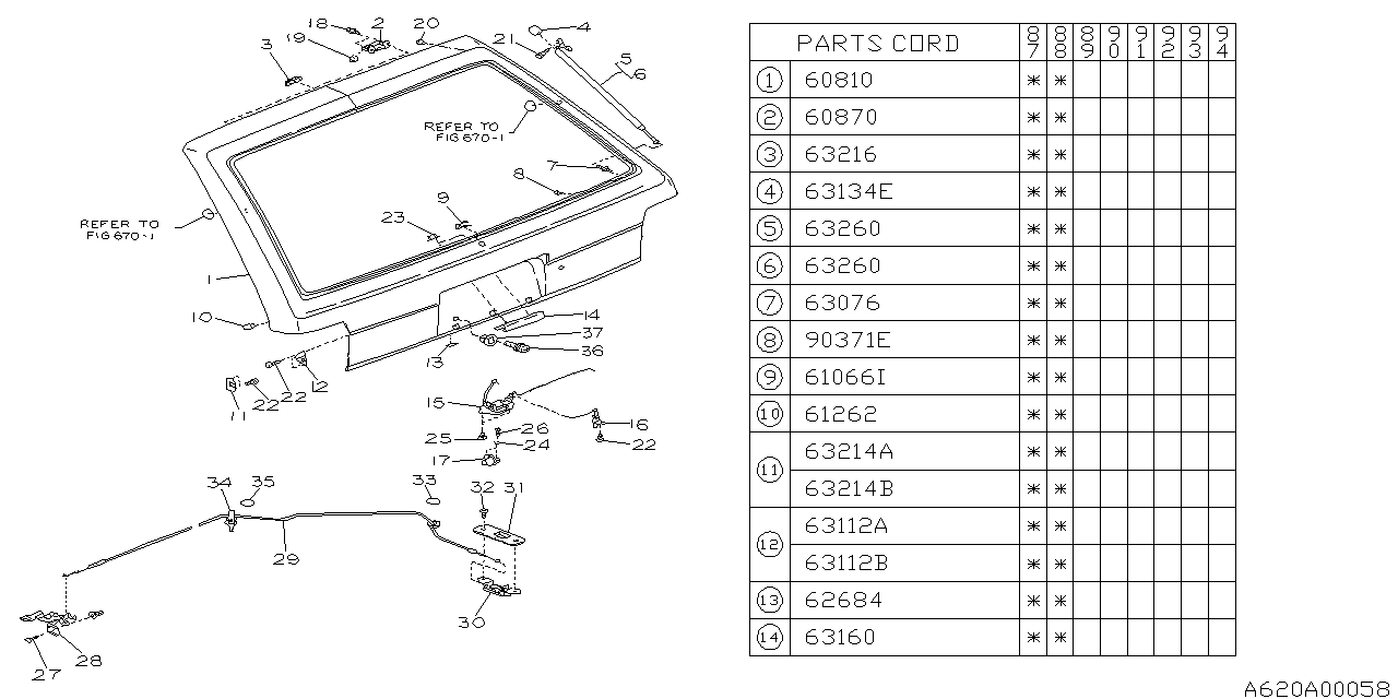 Diagram BACK DOOR PANEL for your Subaru Justy  