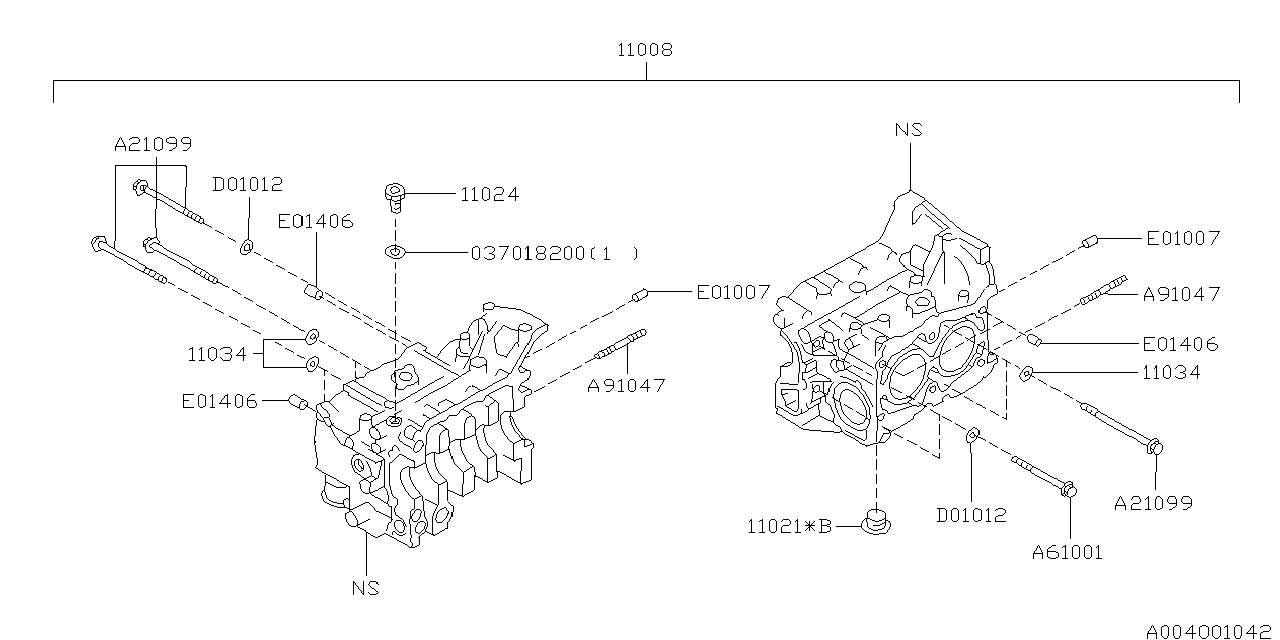 Diagram CYLINDER BLOCK for your 1991 Subaru XT   