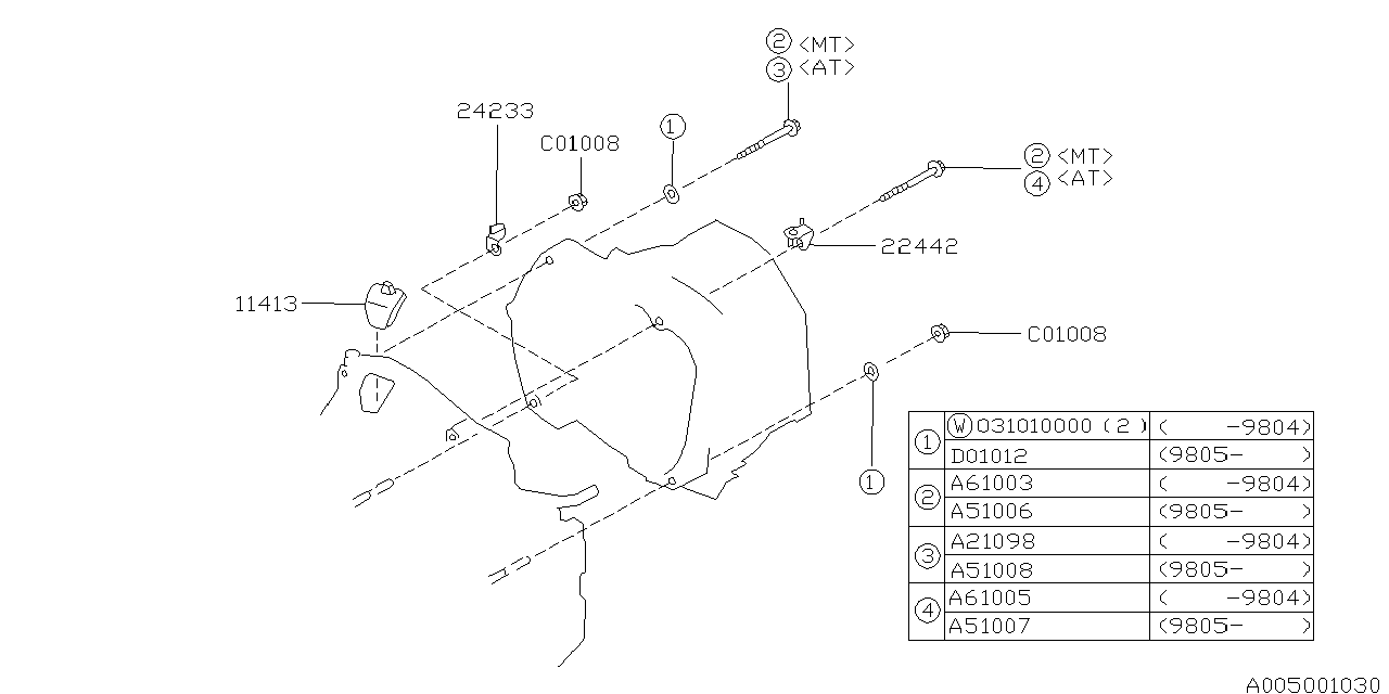 TIMING HOLE PLUG & TRANSMISSION BOLT Diagram