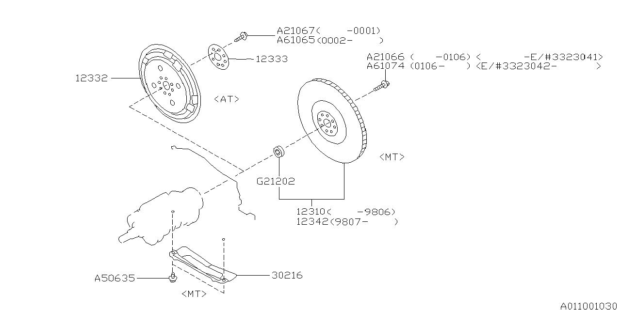 Diagram FLYWHEEL for your 2009 Subaru Forester 2.5L 4AT XS 