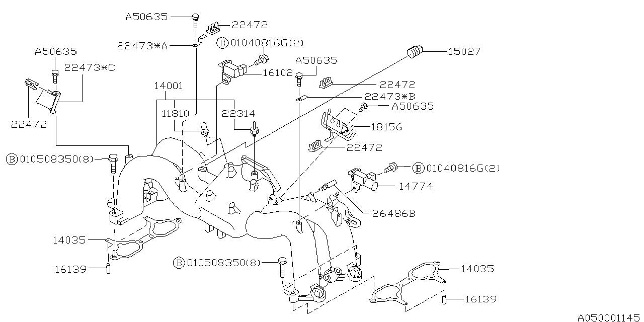 Diagram INTAKE MANIFOLD for your 2002 Subaru Impreza   