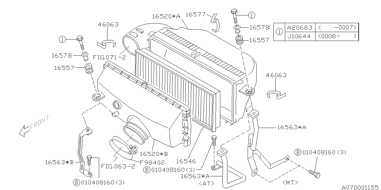 Diagram AIR CLEANER & ELEMENT for your 2016 Subaru BRZ   