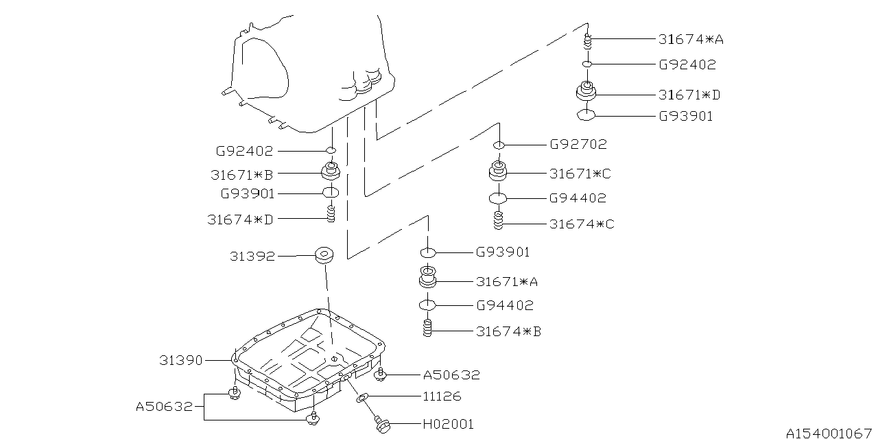 Diagram AT, TRANSMISSION CASE for your 2003 Subaru STI   