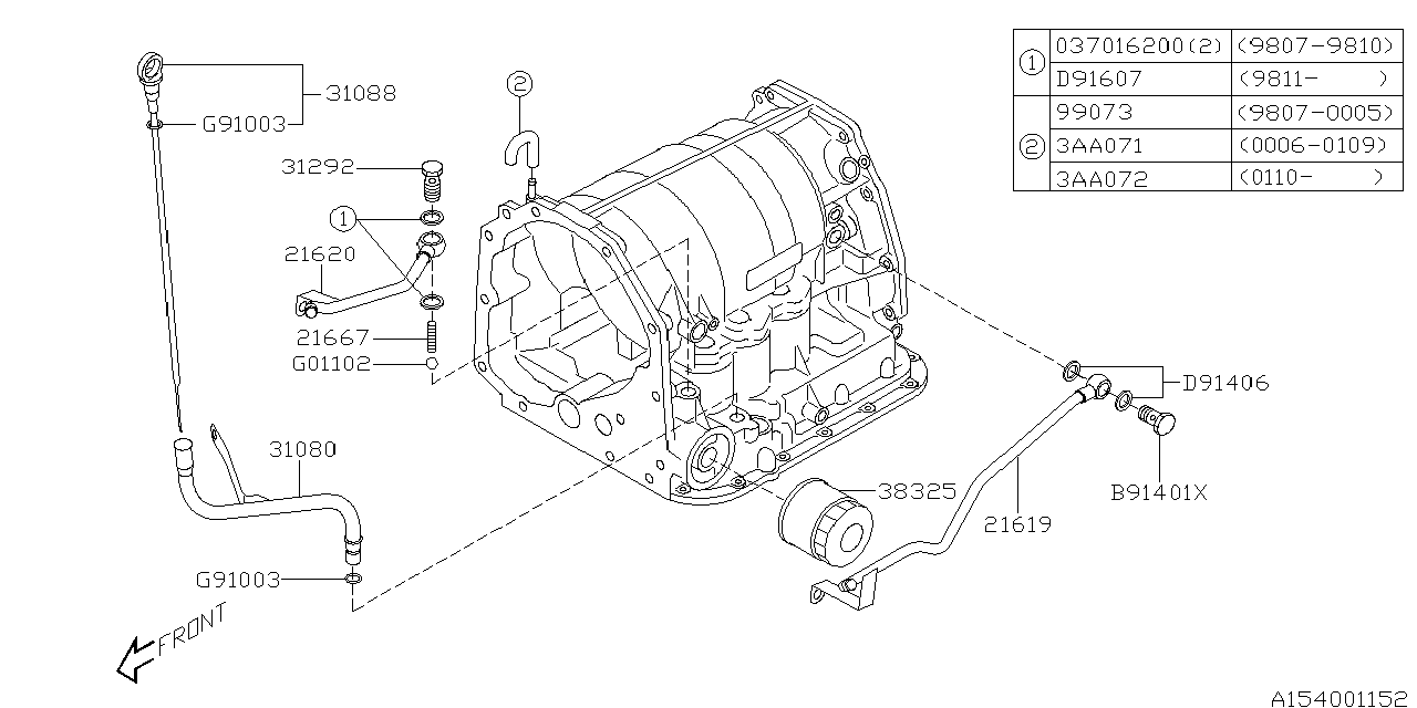 Diagram AT, TRANSMISSION CASE for your Subaru