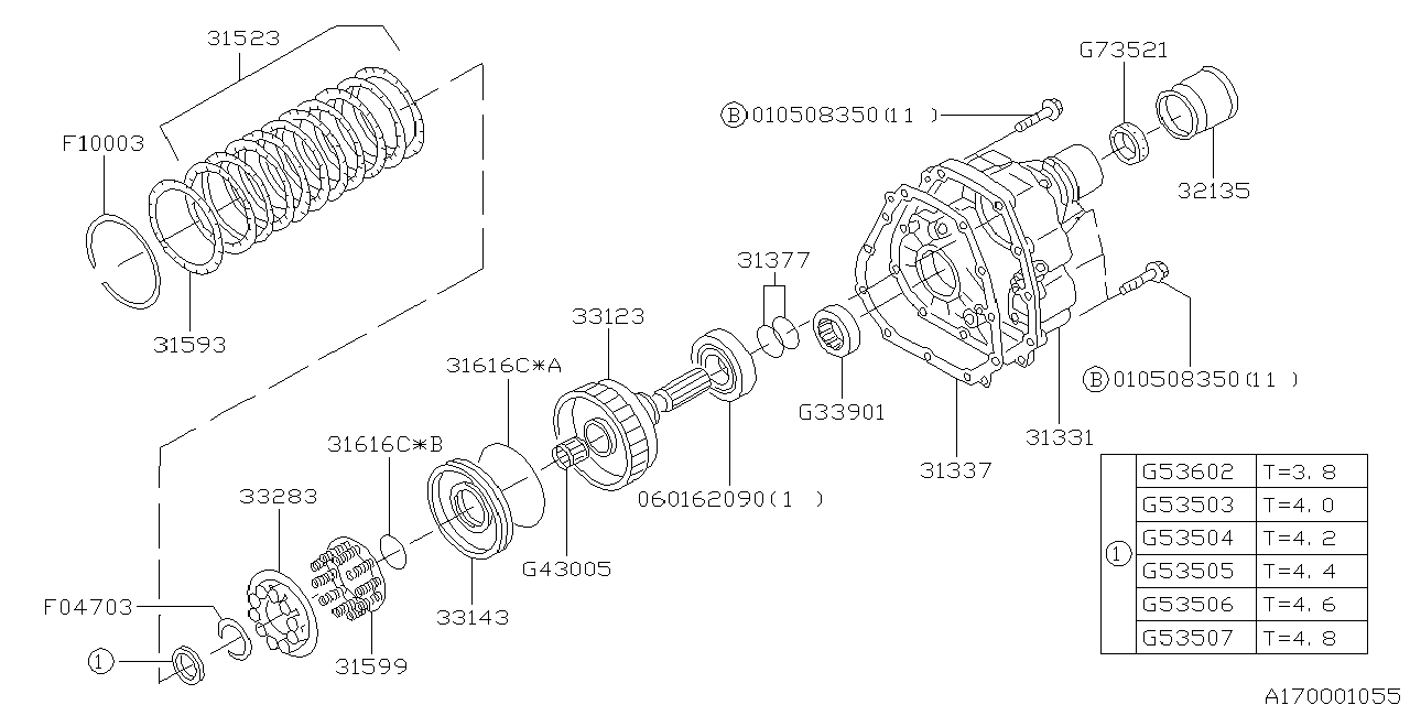 Diagram AT, TRANSFER & EXTENSION for your Subaru