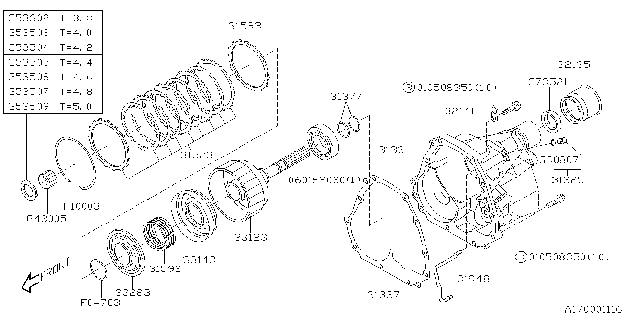 Diagram AT, TRANSFER & EXTENSION for your 1998 Subaru Forester  Limited 