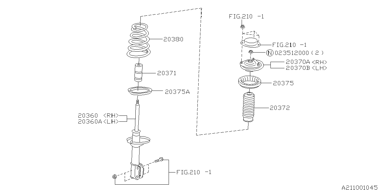 Diagram REAR SHOCK ABSORBER for your 2013 Subaru Impreza  Sport Limited Wagon 