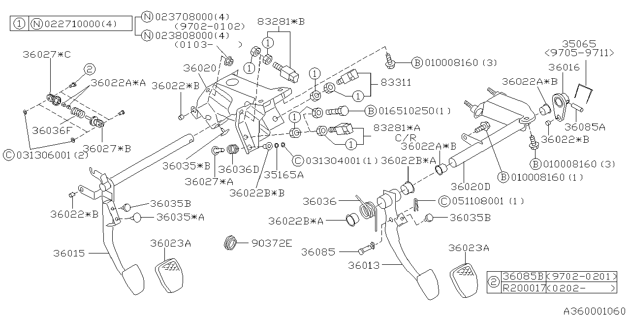 Diagram PEDAL SYSTEM (MT) for your 2019 Subaru Crosstrek  Limited w/EyeSight 