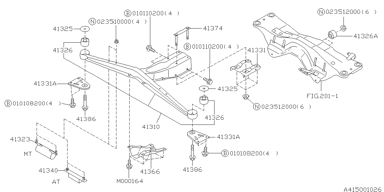 Diagram DIFFERENTIAL MOUNTING for your 2004 Subaru Impreza   