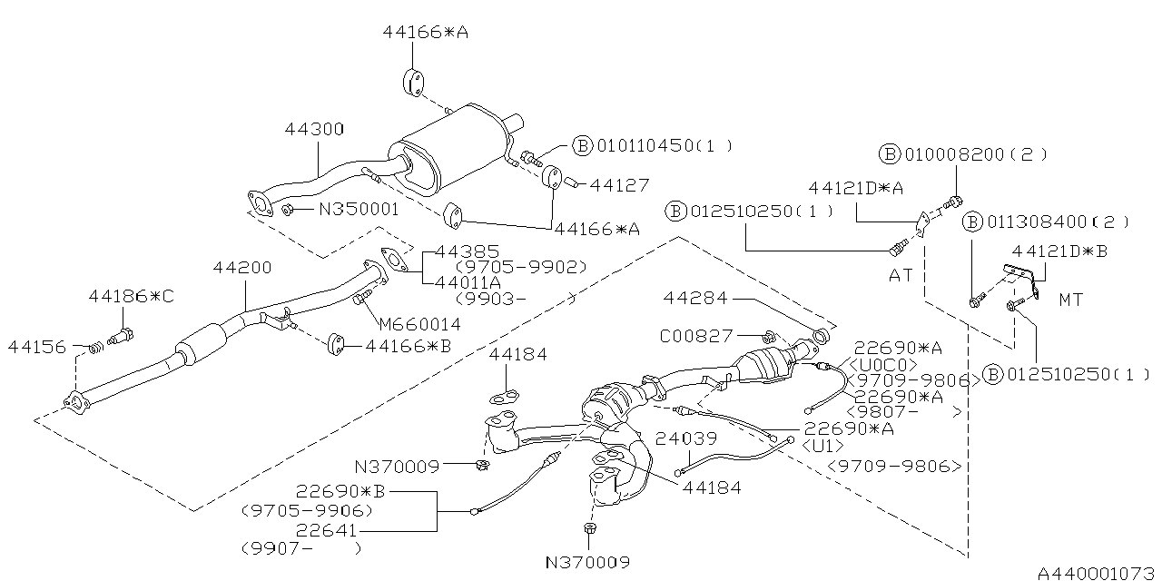 Diagram EXHAUST for your 1998 Subaru Legacy   