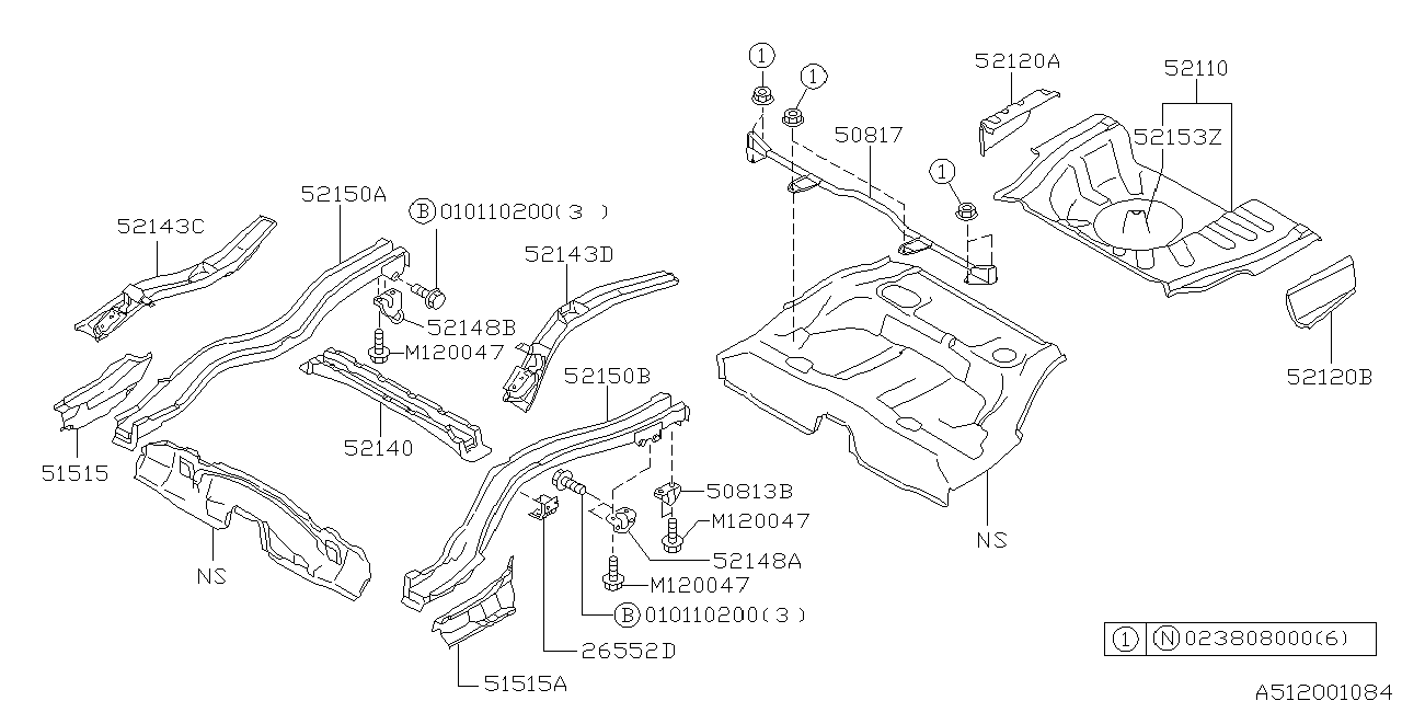 Diagram FLOOR PANEL for your 2001 Subaru Forester   