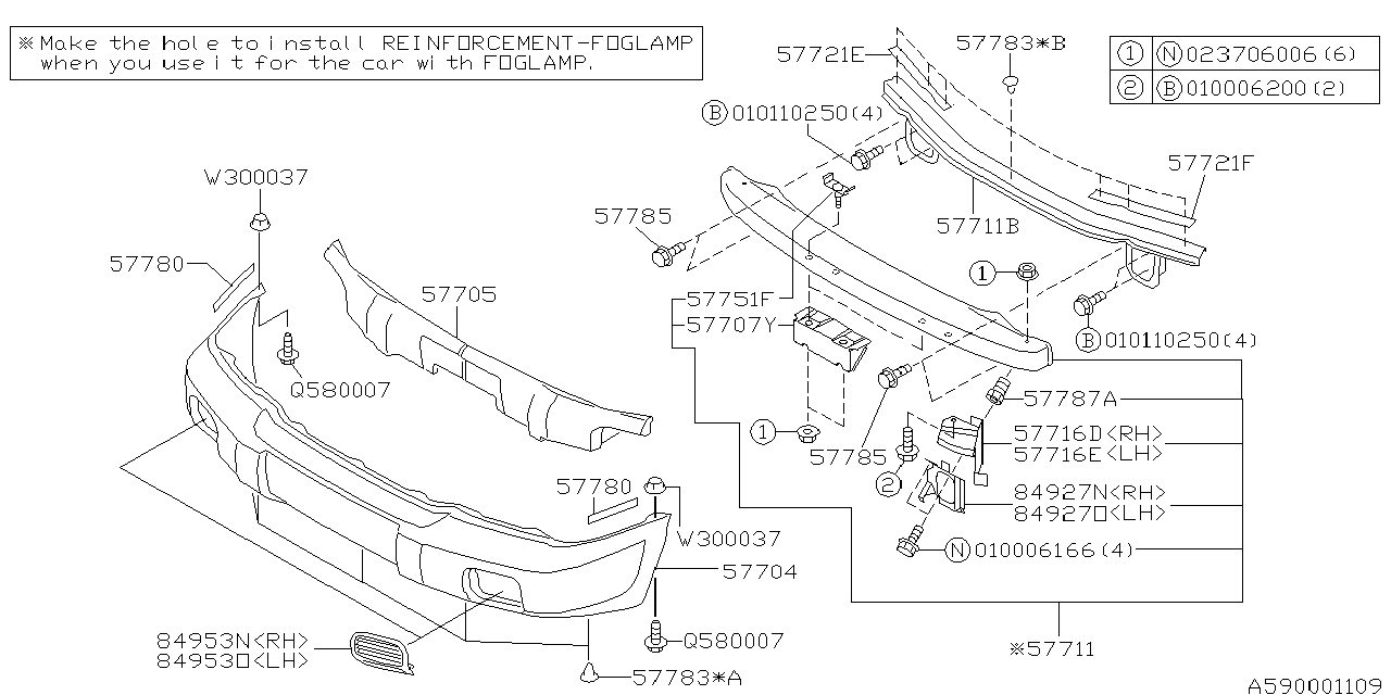 Diagram FRONT BUMPER for your Subaru Impreza  