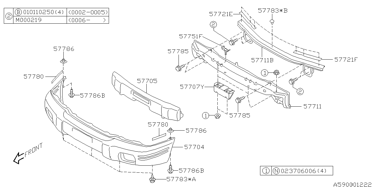 Diagram FRONT BUMPER for your 2002 Subaru STI   