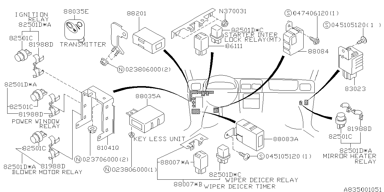 Diagram ELECTRICAL PARTS (BODY) for your Subaru