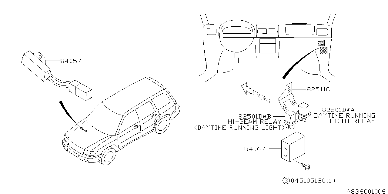 Diagram ELECTRICAL PARTS (DAY TIME RUNNING LAMP) for your Subaru