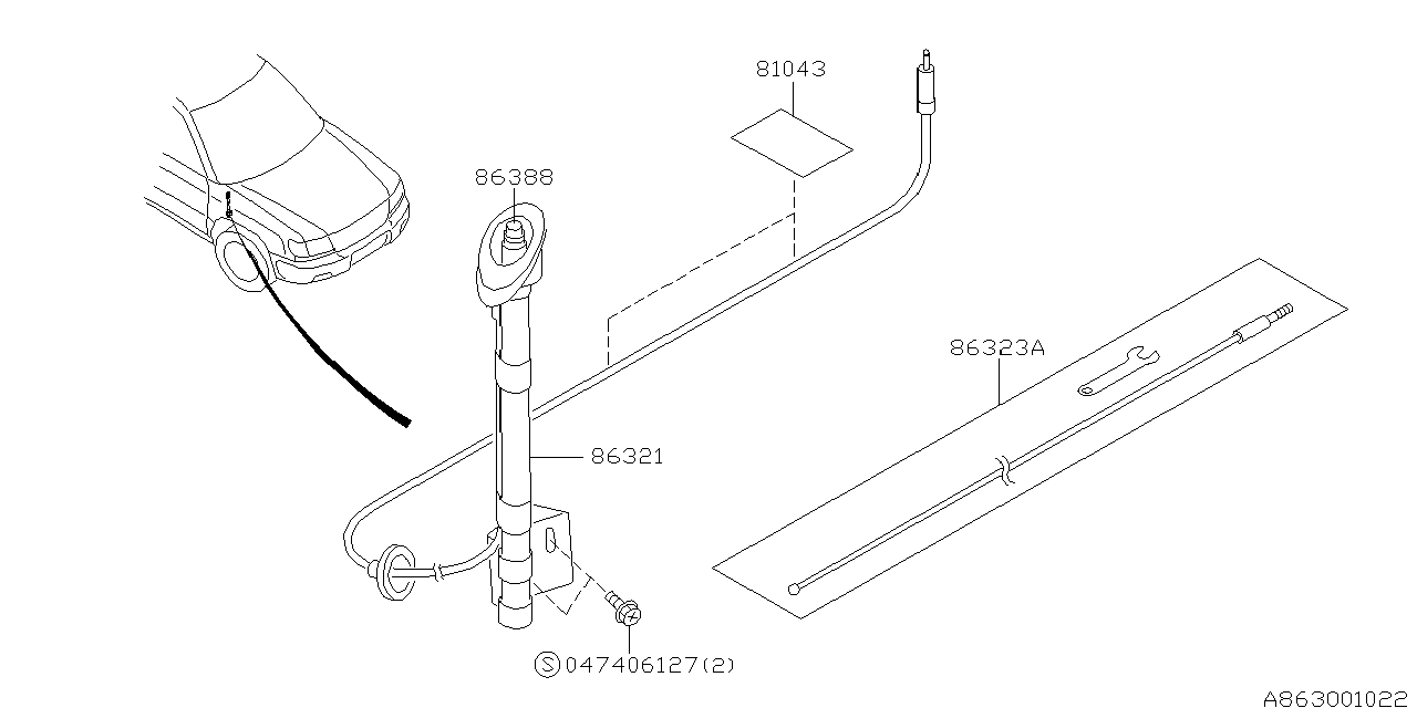 Diagram AUDIO PARTS (ANTENNA) for your 2008 Subaru STI   