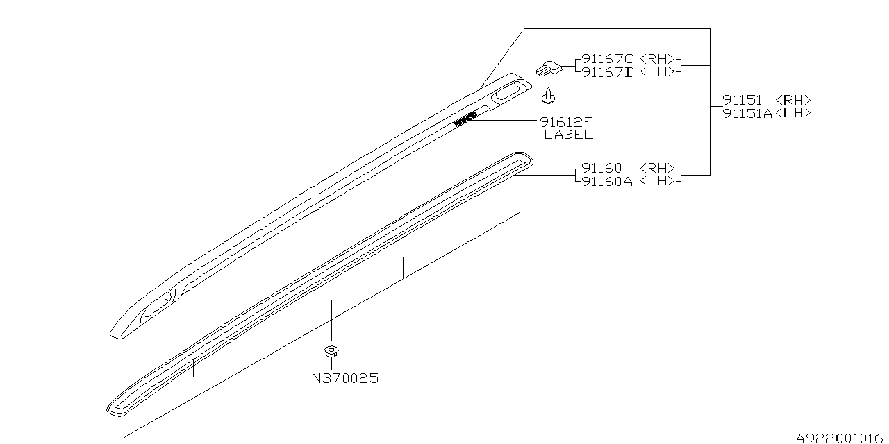 Diagram ROOF RAIL for your 2018 Subaru STI   