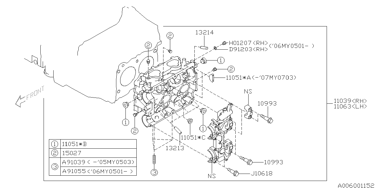 Diagram CYLINDER HEAD for your 2005 Subaru Impreza 2.5L 5MT RS Sedan 