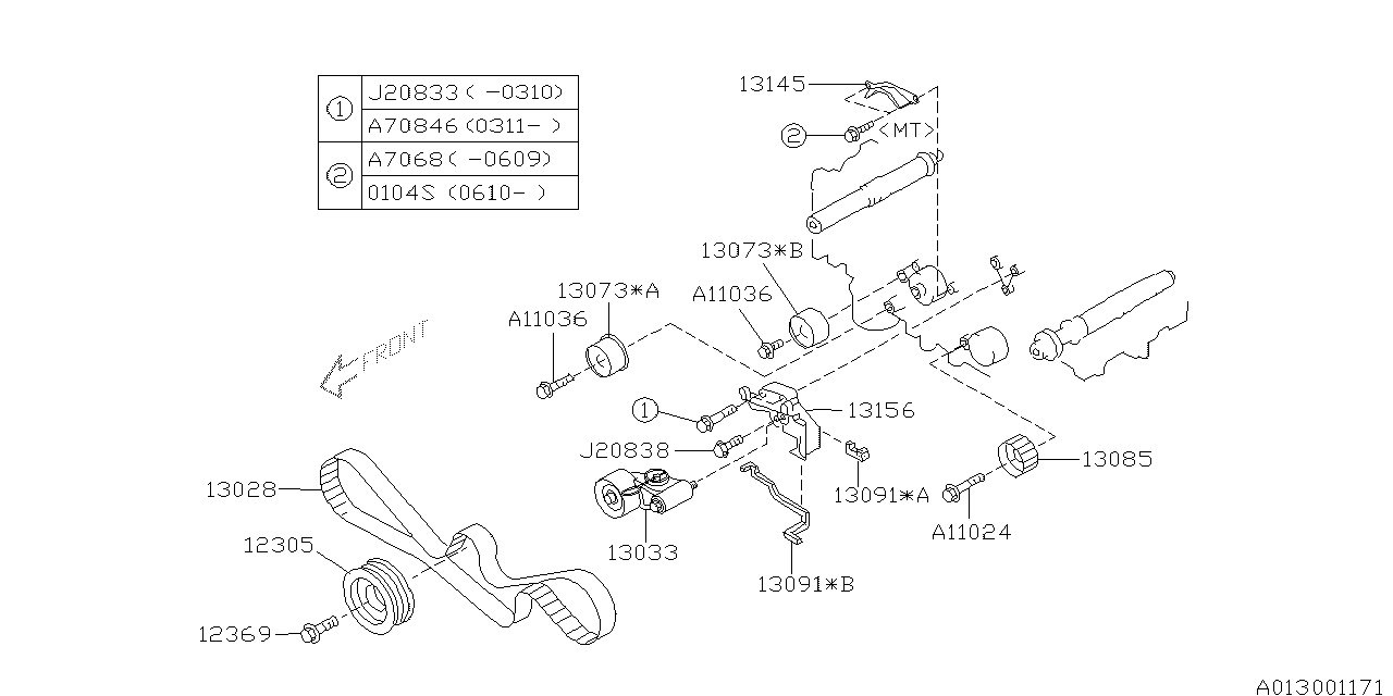 Diagram CAMSHAFT & TIMING BELT for your 1994 Subaru Impreza   
