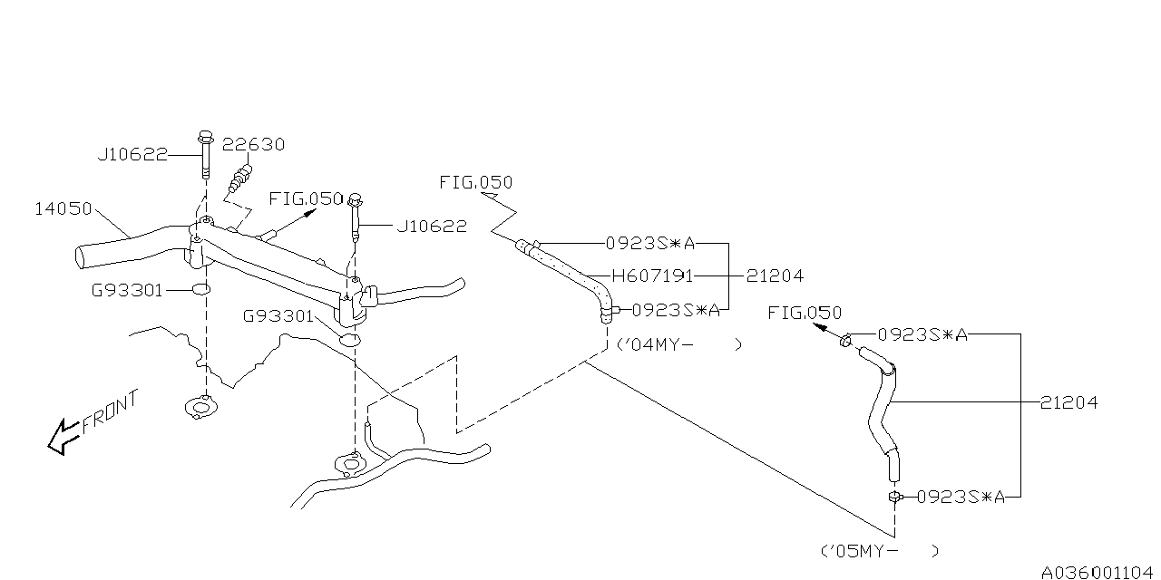 Diagram WATER PIPE (1) for your 2008 Subaru Legacy   