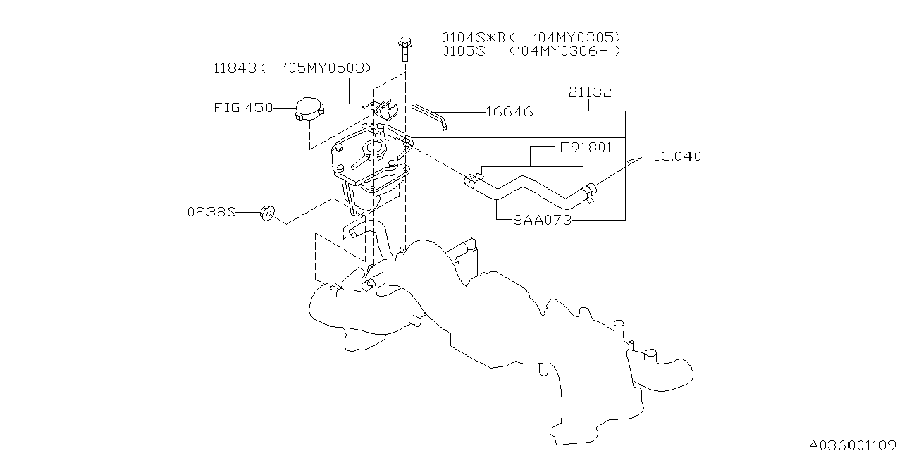 Diagram WATER PIPE (1) for your 2004 Subaru Forester   