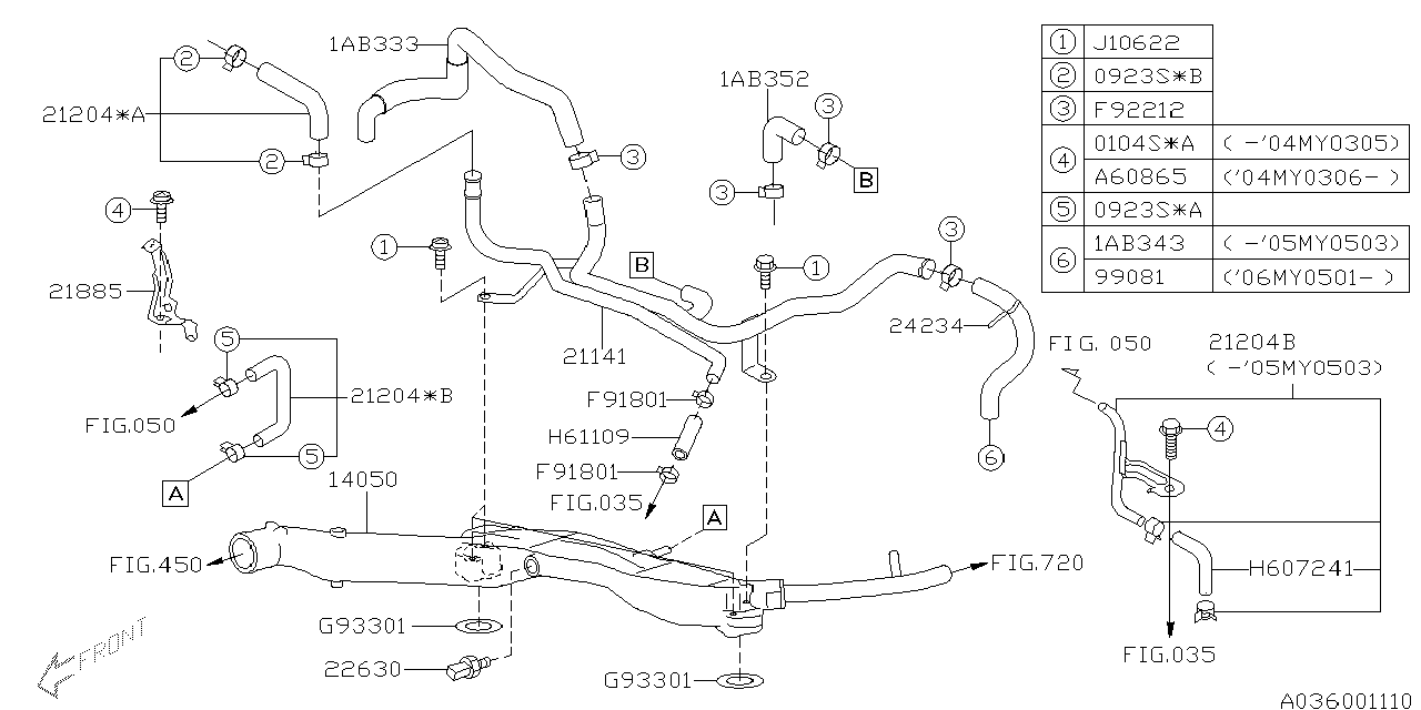 Diagram WATER PIPE (1) for your 2004 Subaru WRX   