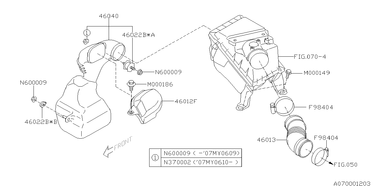 Diagram AIR CLEANER & ELEMENT for your 2009 Subaru WRX   