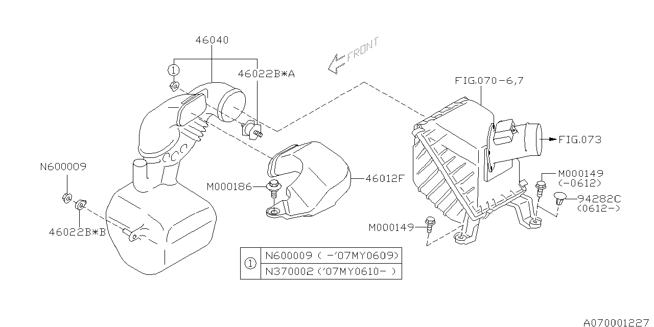 Diagram AIR CLEANER & ELEMENT for your 2023 Subaru Legacy   