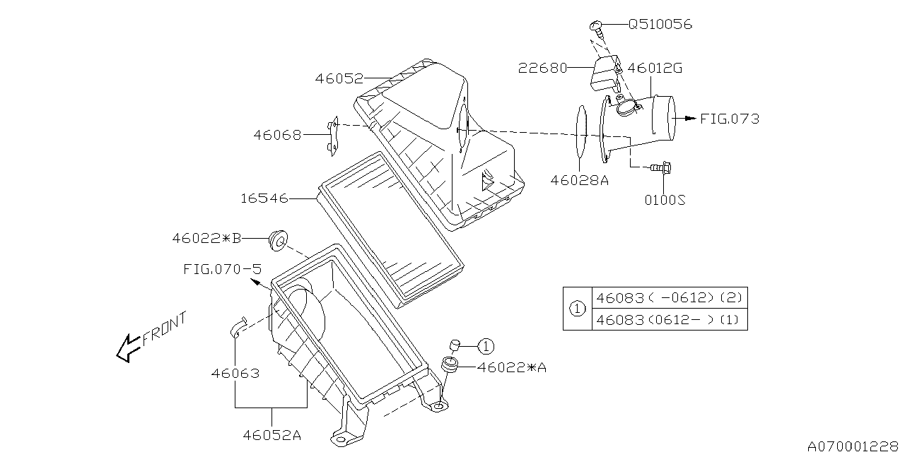 Diagram AIR CLEANER & ELEMENT for your 1999 Subaru Impreza   