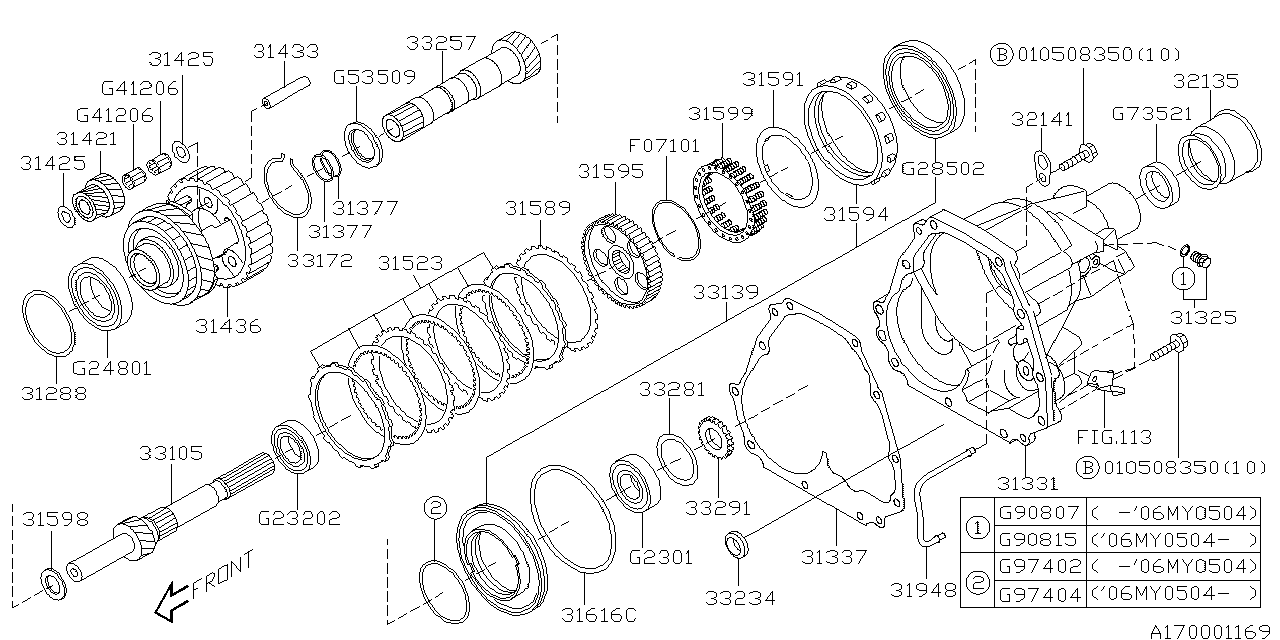 Diagram AT, TRANSFER & EXTENSION for your 1993 Subaru Legacy   